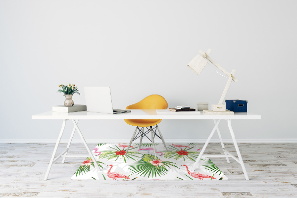 Office chair mat Flamingos and flowers