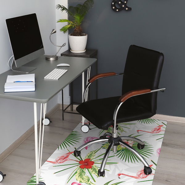 Office chair mat Flamingos and flowers
