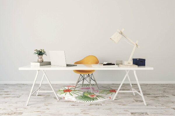 Office chair mat Flamingos and flowers