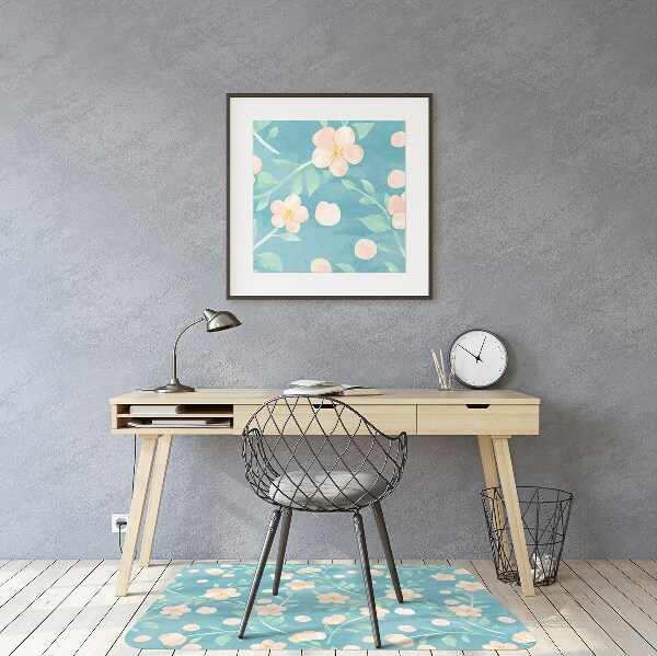 Chair mat floor panels protector pastel flowers