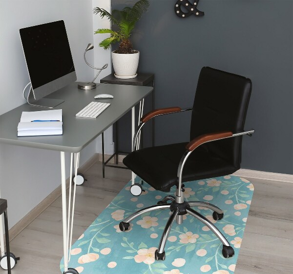 Chair mat floor panels protector pastel flowers