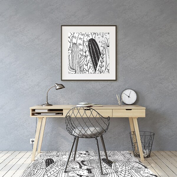 Office chair floor protector comic cacti