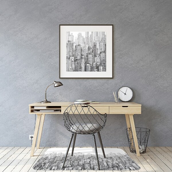 Chair mat Black and white city