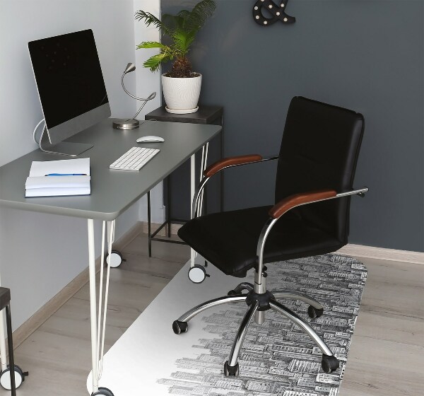 Chair mat Black and white city