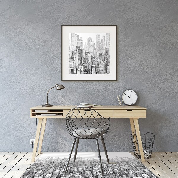 Chair mat Black and white city