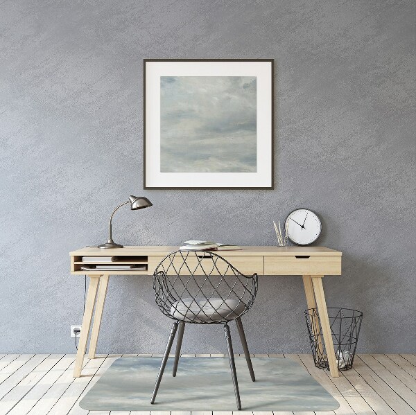 Office chair mat blue clouds