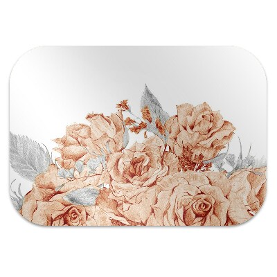 Desk chair mat blooming roses