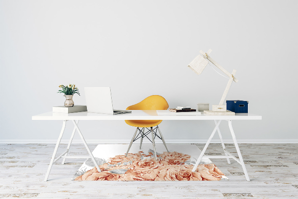 Desk chair mat blooming roses