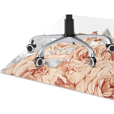 Desk chair mat blooming roses