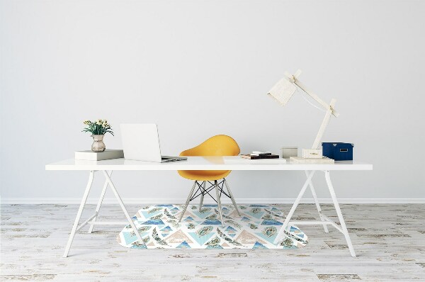Chair mat floor panels protector Triangles and Feathers