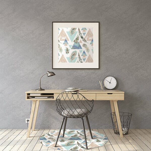 Chair mat floor panels protector Triangles and Feathers
