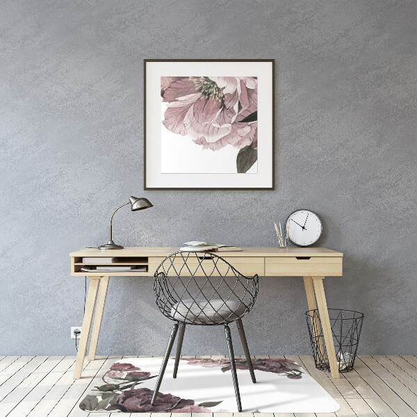 Office chair mat Peonies