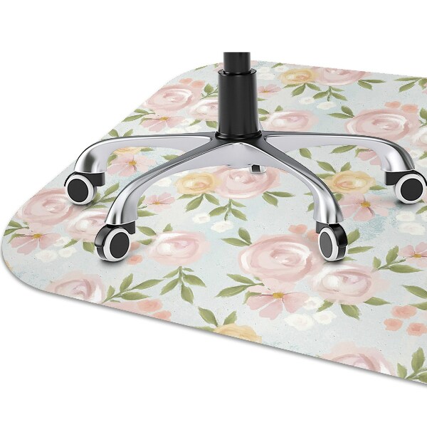 Office chair mat watercolor flowers
