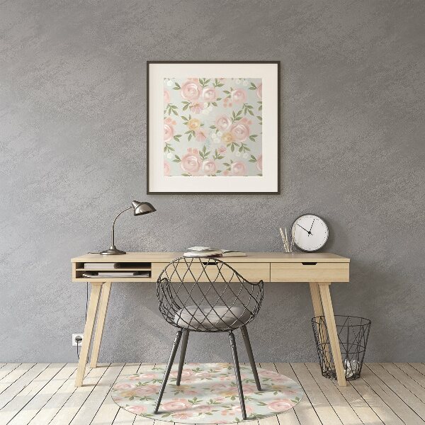 Office chair mat watercolor flowers