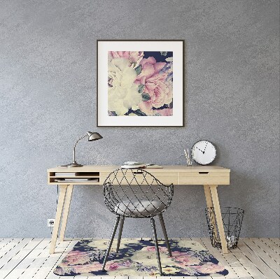 Office chair mat baroque flowers