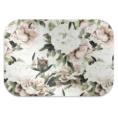 Chair mat floor panels protector blooming peonies