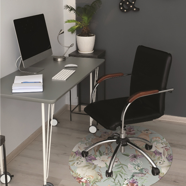 Office chair mat forest animals