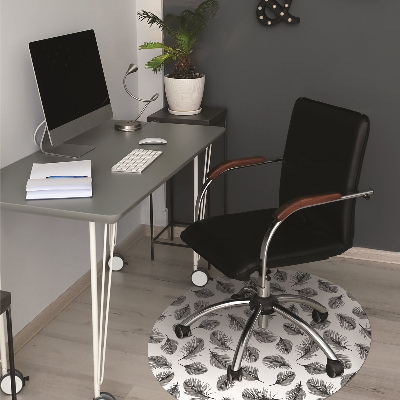 Office chair floor protector Black and white feather