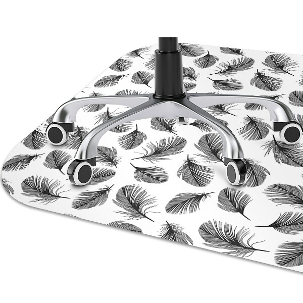Office chair floor protector Black and white feather