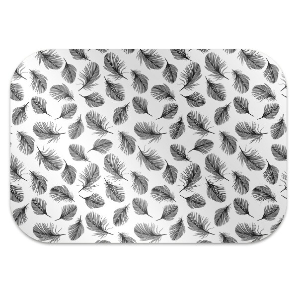 Office chair floor protector Black and white feather
