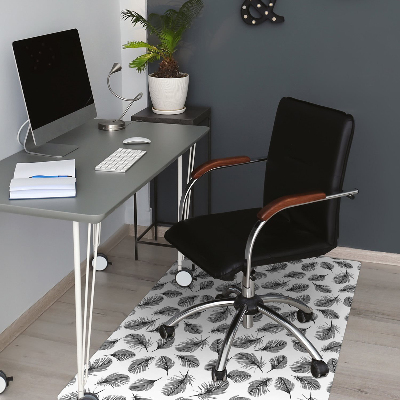Office chair floor protector Black and white feather