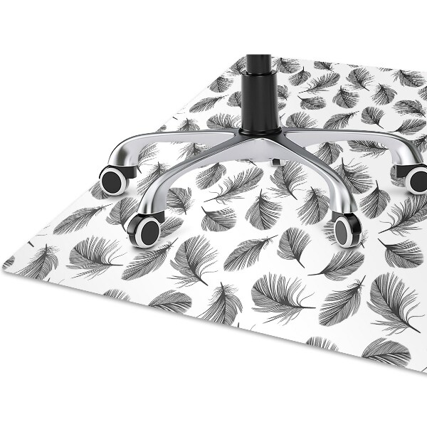 Office chair floor protector Black and white feather