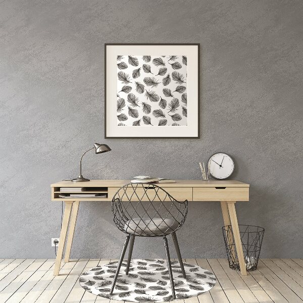 Office chair floor protector Black and white feather