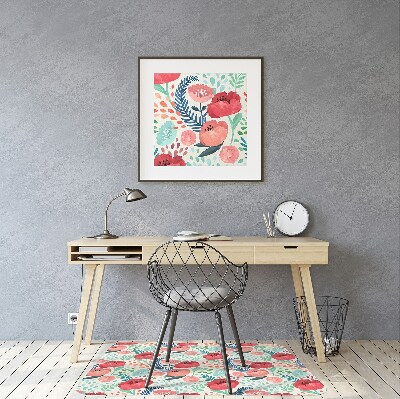 Office chair mat Poppies