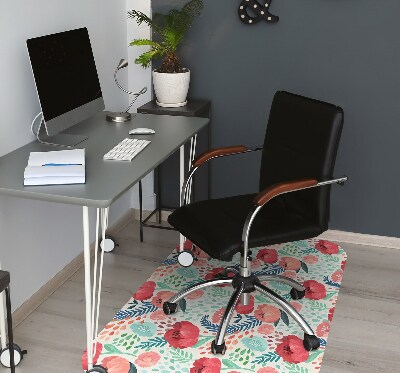 Office chair mat Poppies