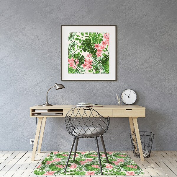 Office chair mat hibiscus