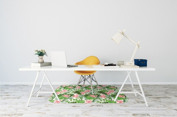 Office chair mat hibiscus