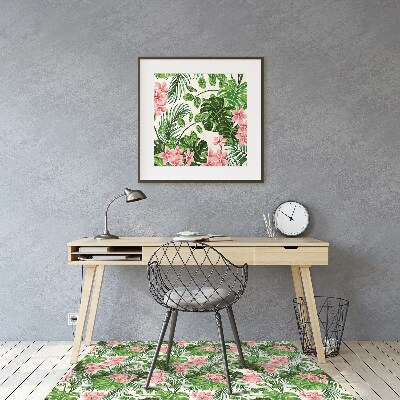 Office chair mat hibiscus