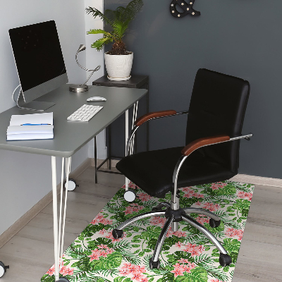 Office chair mat hibiscus