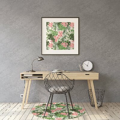 Office chair mat hibiscus