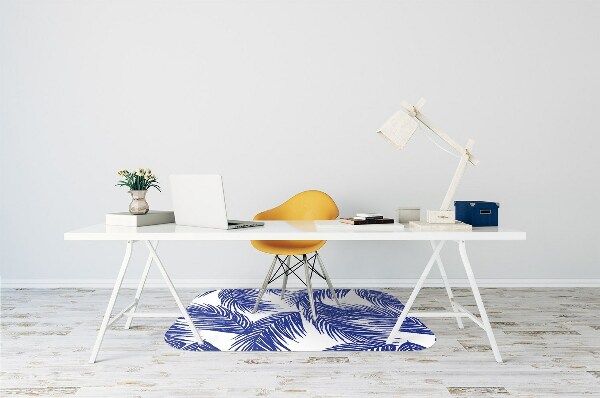 Office chair floor protector navy leaves