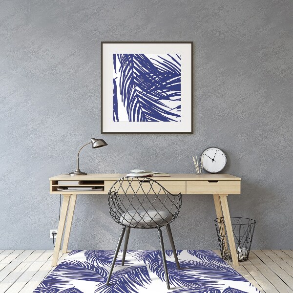 Office chair floor protector navy leaves