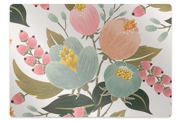 Office chair mat painted flowers