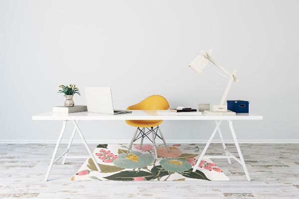 Office chair mat painted flowers