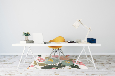 Office chair mat painted flowers