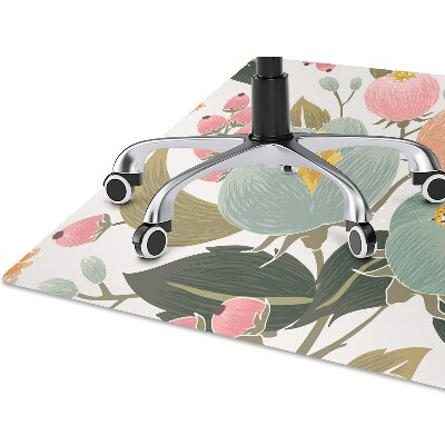 Office chair mat painted flowers