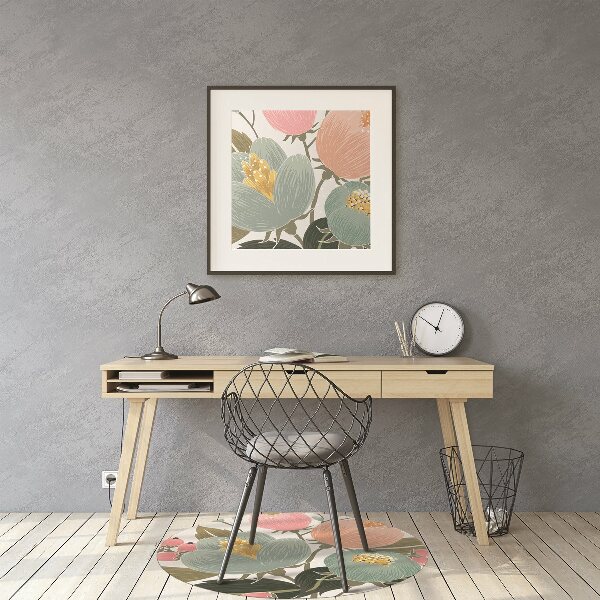 Office chair mat painted flowers