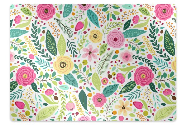 Chair mat floor panels protector colorful flowers