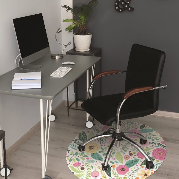 Chair mat floor panels protector colorful flowers