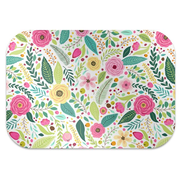 Chair mat floor panels protector colorful flowers
