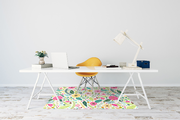 Chair mat floor panels protector colorful flowers