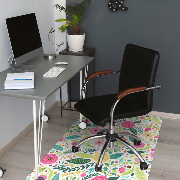 Chair mat floor panels protector colorful flowers