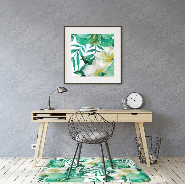 Chair mat floor panels protector pastel flowers