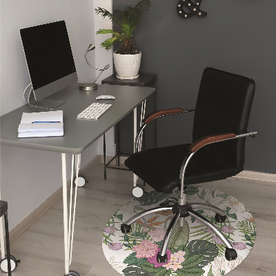 Office chair mat exotic flowers