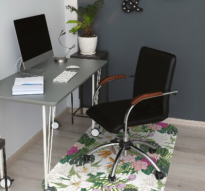 Office chair mat exotic flowers