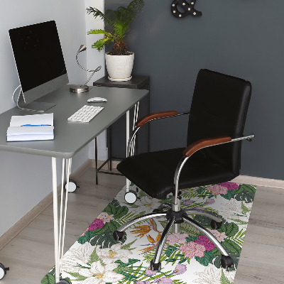 Office chair mat exotic flowers